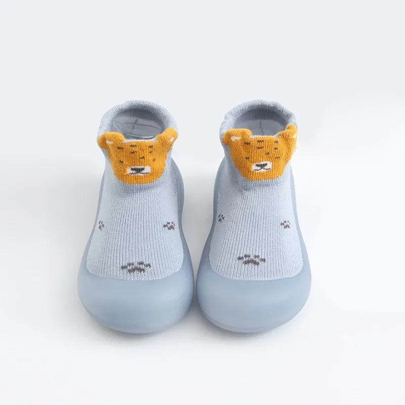 Baby Shoes Socks Anti-slip Cartoon Animal Fox Shoes Infant Girls First Walkers Boy Soft Sole Rubber Outdoor Toddler Pink Shoes