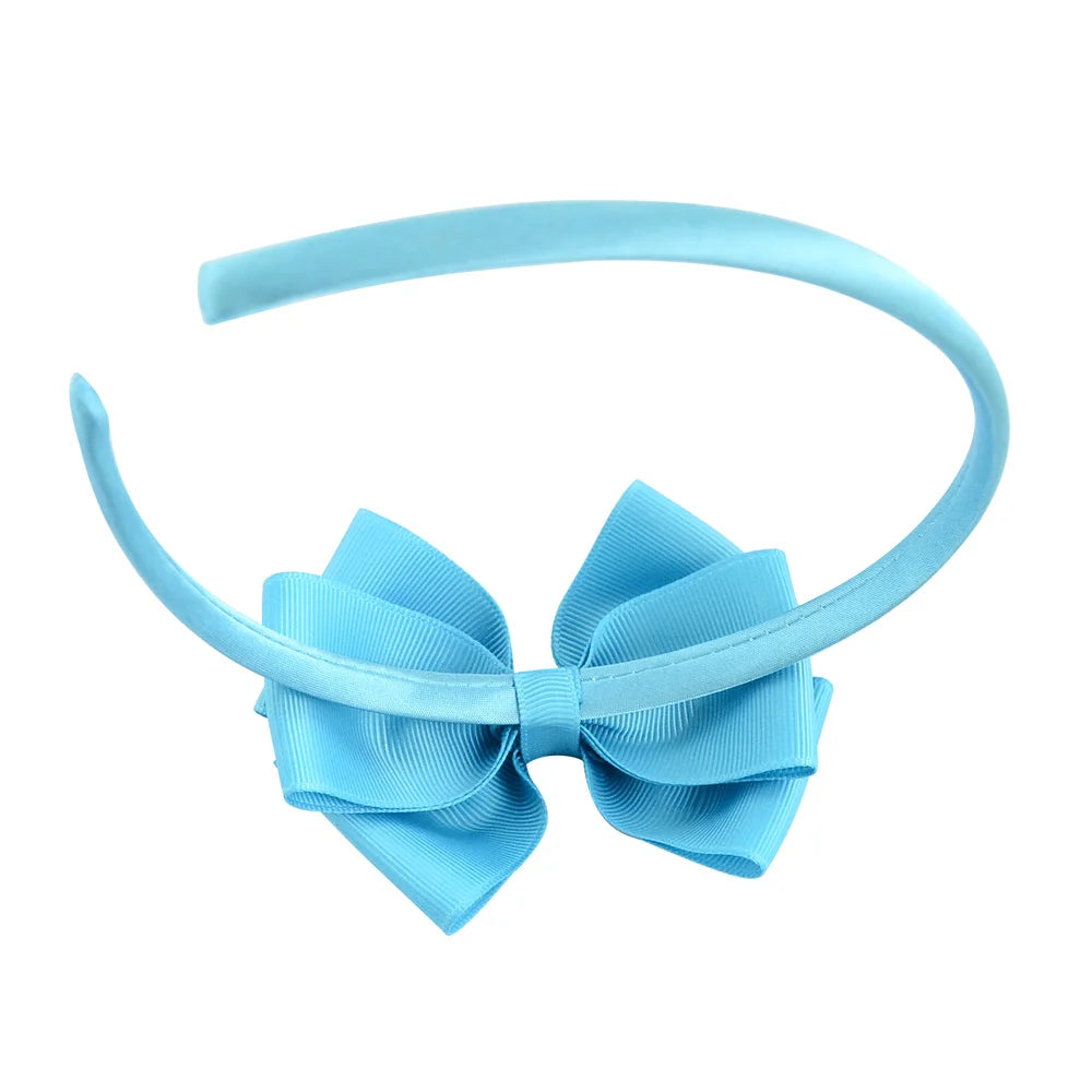 1 Piece Ribbon Handmade Hair Bows Hairbands for Baby Girls 20 Colors Cute Bowknot Solid Color Headband Headwear Hair Accessories