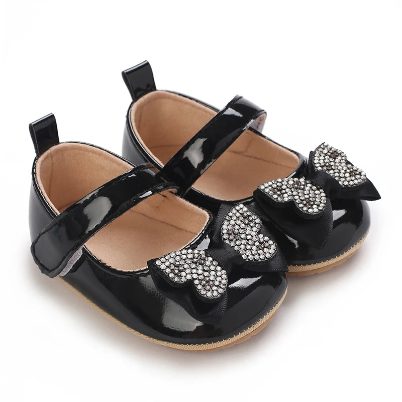 Spring and Autumn Fashion Baby Shoes 0-1 Year Old Girl Cute Bow Princess Shoes Soft Rubber Bottom Lightweight Walking Shoes