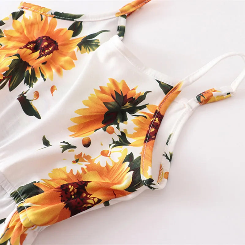 Mother Daughter Dress Summer Children's Clothing Beach Girls Dresses Vestido Baby Romper Family Matching Outfits Women Jumpsuit