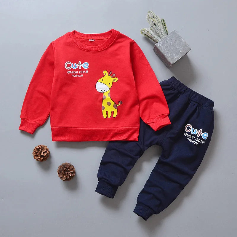Toddler Baby Boys girl Clothes Set spring autumn corduroy Cartoon Clothing Sets Boys Hoodies Jacket And Pants Kids Suit 0-5Y