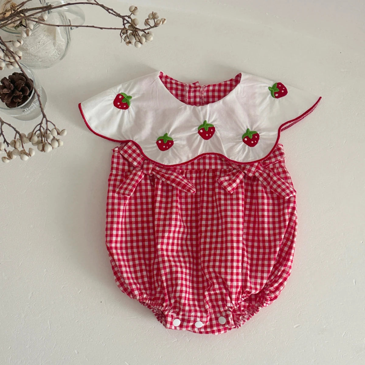 Summer Baby Girls Clothes  Short Sleeve Romper Baby Bodysuit Doll Collar Jumpsuit Outfit Suitable for babies aged 0-18 months