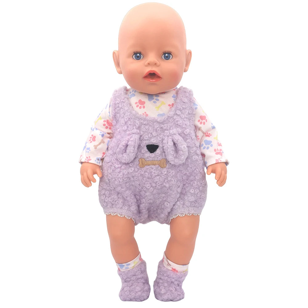 Baby Born Doll Outfits For 13-18 Inch Newborn Doll Cute Jumpers Rompers Suit+Shoes Doll Accessories Festival Birthday Gift