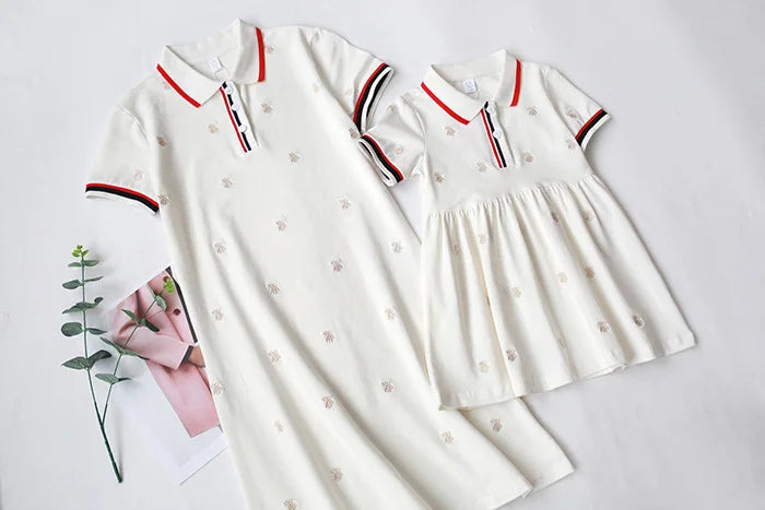 Mother Daughter Dresses Dad Son Shirts Father Baby Outfits for Family Matching Clothes Mom and Daughter Dress Sister Brother Set