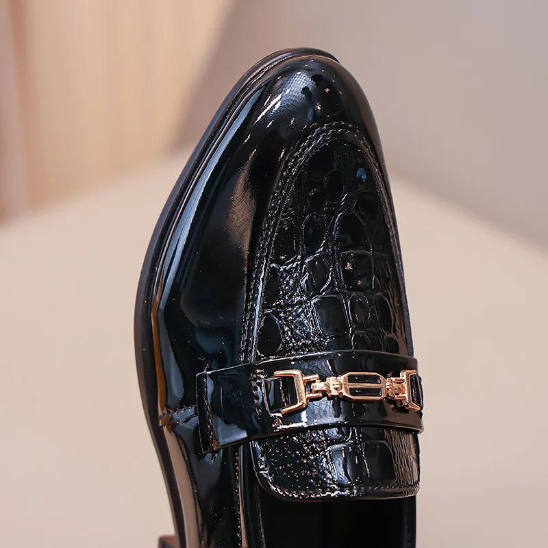 Children Leather Shoes Boys Formal Shoes Black Classic Point Toes Soft Bottom 2025 Spring Autumn British Style Kids Flat Shoes