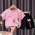 Kinder T-Shirt und Shorts zweiteiliges Set Mädchen O-Ausschnitt Kurzarm Top Anzug Kinder Freizeit Outfits Sommer atmungsaktive Shorts Sets