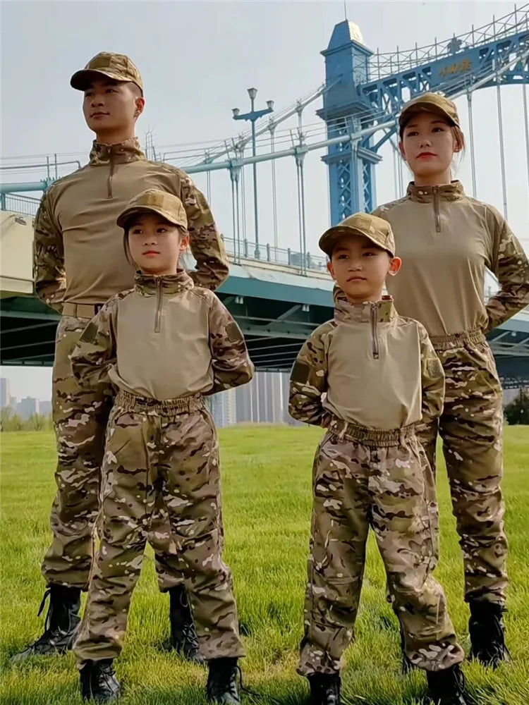 Boys  Tactical  Uniform Hunting Clothing Sets Children Airsoft Camouflage Suits Hiking Training Outdoor Parent-child