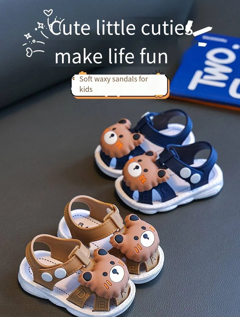 Children's Sandals 2024 Summer Boys Anti-kick Non-slip Soft-soled Infants and Toddlers 0-3 Years Old Baby Bag Head Toddler Shoes