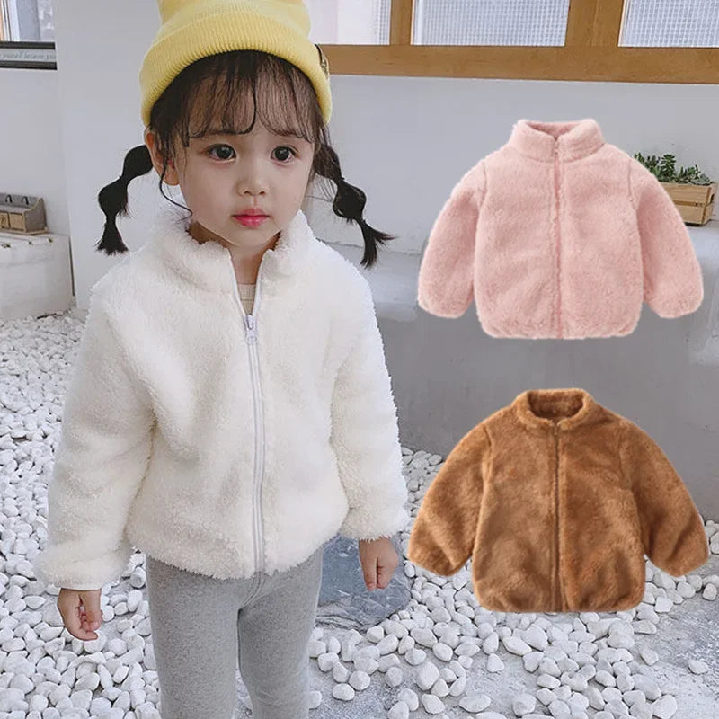 Pink Girls Jacken Herbstmantel Winter Thermofleecejacke für Kinder 1 2 3 4 5 Jahre Kinder Mäntel Warme koreanische Oberbekleidung