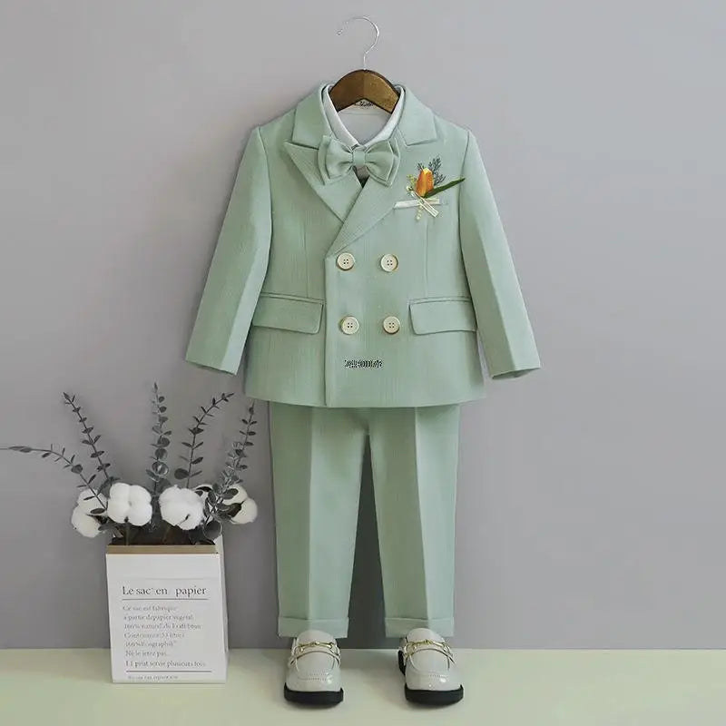 Traje de fotografía para niños Flower Boys, disfraz formal para bebés y niños, vestido para fiesta de cumpleaños o boda, esmoquin para actuaciones.