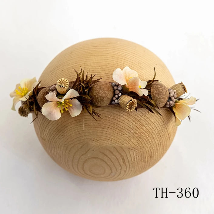 Newborn Headband for Photography Props Flower Baby Girl Tieback Flowers Pearl Wreath Newborn Photography Infant Hair Accessories