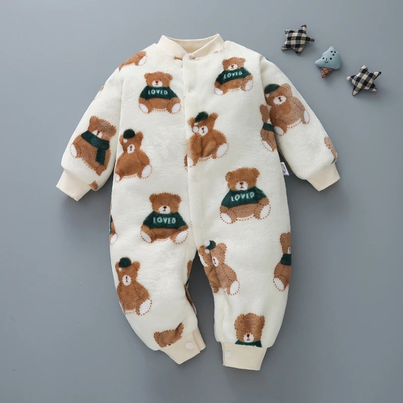 Ropa de Primavera Invierno para Bebé Recién Nacido Chaqueta Infantil para Niñas Mono para Niños Pelele de Franela Suave para Bebé Ropa de Bebé 0-18 Meses