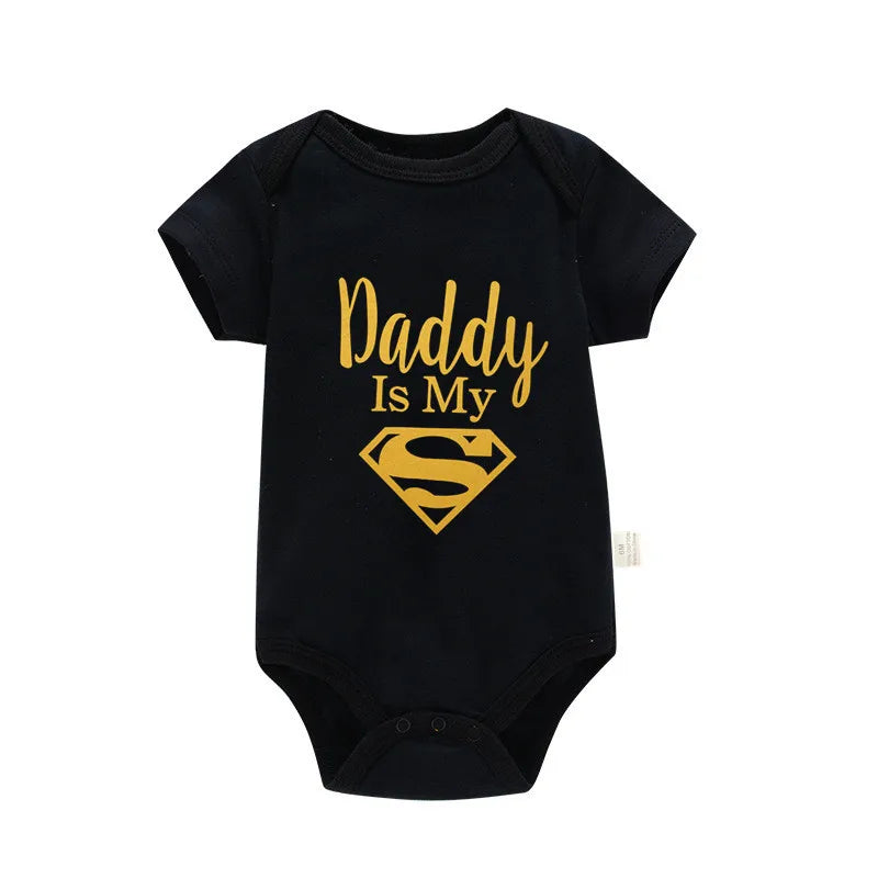 Mameluco de bebé, ropa para bebés recién nacidos, niños y niñas, papá de oro es mi héroe, estampado divertido, mono de bebé, lindo body casual de bebé