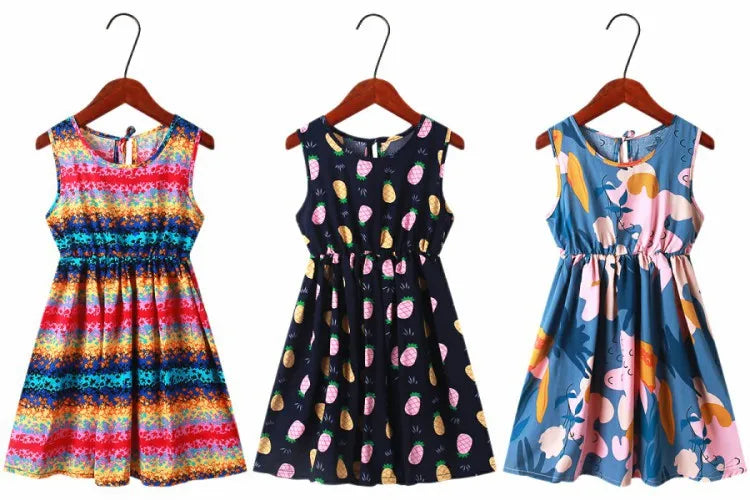New Mother Daughter Summer Dresses Sleeveless Floral Flower Print Sundress Mom Mommy and Me Beach Dress Family Matching Outfits