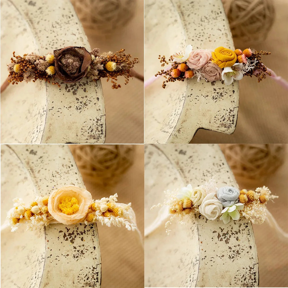 Baby Girl Headflower Headband Photography Props Handmade Adjustable Artificial Flower Headdress Studio Babies Photo Accessories