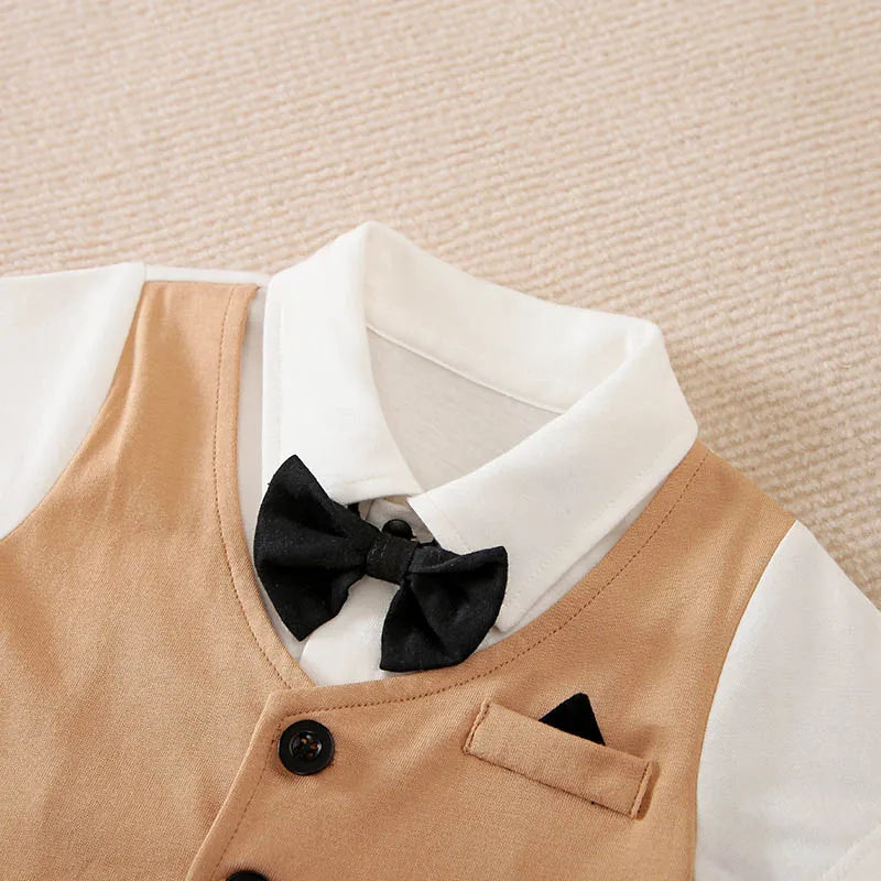 0-18 Baby-Bodysuit Gentleman Style Elegant Formell Baumwolle Bequem Weich Jungen Und Mädchen Sommer Kurzarm Neugeborenenkleidung