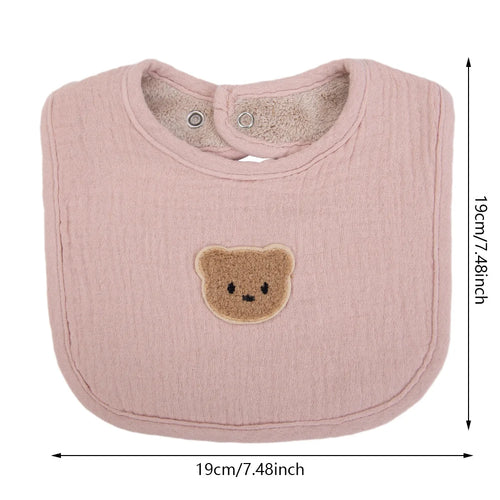 Cute Bear Muslin Cotton Baby Bibs Saliva Towel U-Absorbent Pockets Korean Children Kids Boys Girls Bandanas Feeding Burp Clothes