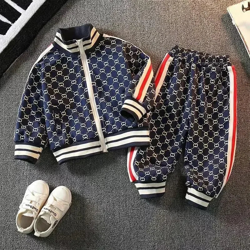 Conjuntos de ropa para niños primavera otoño moda infantil abrigos de algodón+pantalones 2 piezas chándales para bebés niños trajes deportivos niños pequeños 2-12