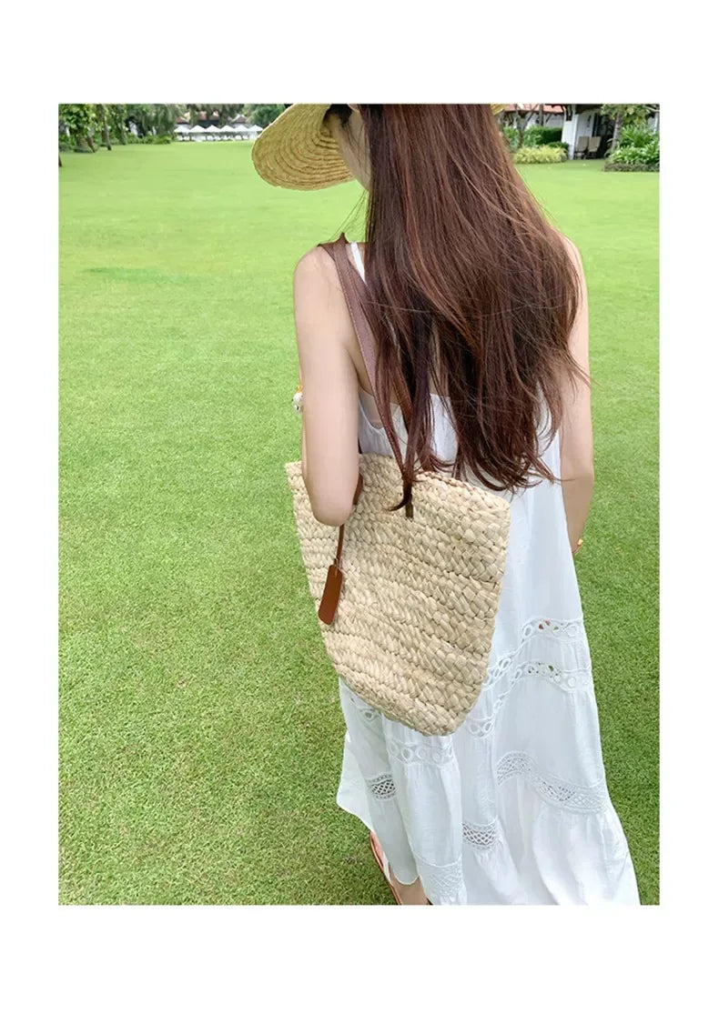 Parent Child Matching Mother and Daughter White Camisole Dresses Summer Hollow-out Embroidery Resort Style Seaside Beach Dresses