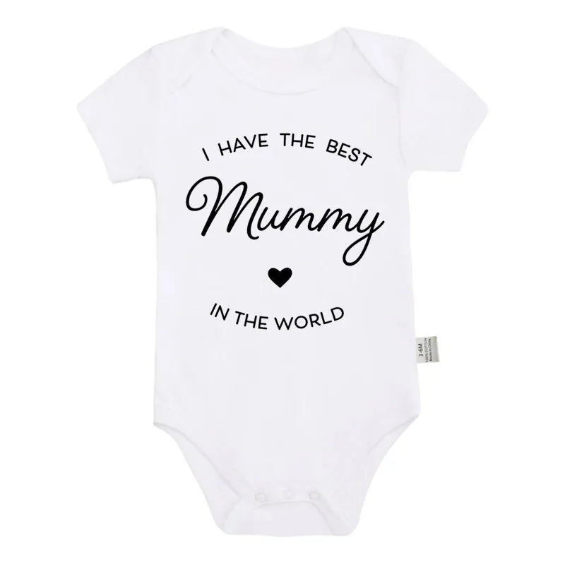 Funny "I Have The Best Daddy Mommy in The World "Letters Printed Baby Bodysuits Summer Newborn Boys Girls Romper Twin's Onesies