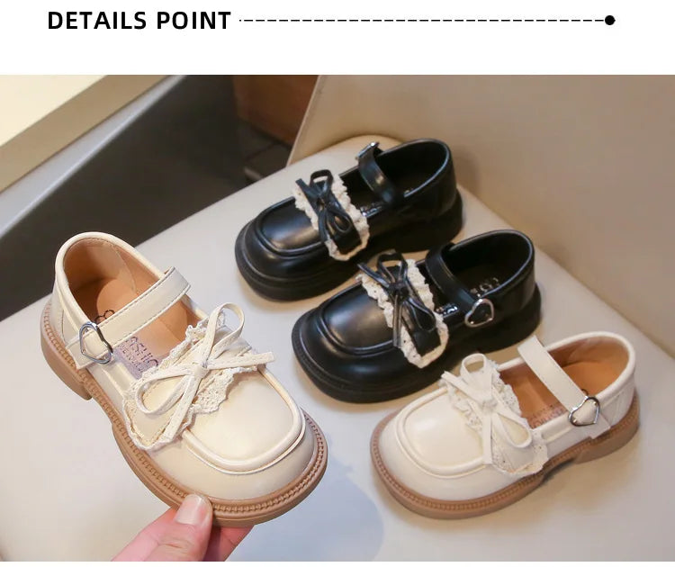 Children Leather Shoes for Girls Fashion Casual Mary Janes with Bow-knot Classic British Style Vintage Retro College Design New