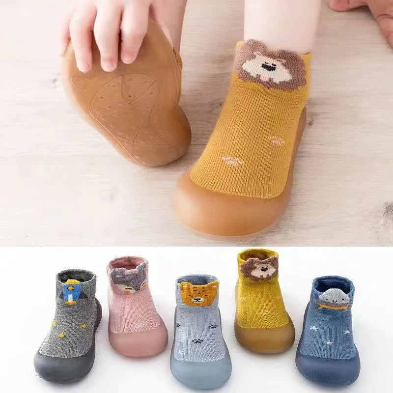 Zapatos de Bebé Calcetines Antideslizantes Dibujos Animados Zorro Zapatos Bebé Niñas Primeros Pasos Niño Suela Blanda Goma Exterior Zapatos de Piel Rosa para Niños Pequeños