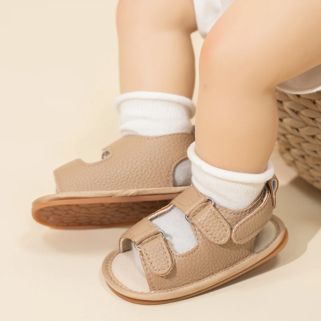 New Baby Sandals Baby Shoes Baby Boy Girl Sandals PU Soft Bottom Sole Anti-Slip Infant First Walker Crib Shoes Newborn Moccasins