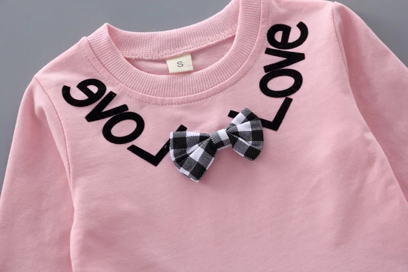 Children's Clothing Sets Bow Plaid Long Sleeve Top + Pants 2pcs Sets Toddler Girl Clothes Kids Boutique Clothes Baby Outfit Set