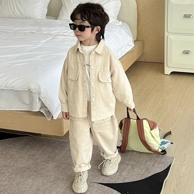 Jungenanzug 2025 Herbst neue modische Oberteil-Hose Sport Freizeit Arbeitskleidung Kinderkleidung Jacke