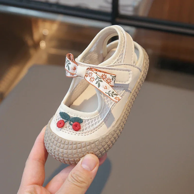 Baby Girls Sandals Cut-outs Cherry Children Beach Shoes Toddler Kids Summer Princess Shoes Anti Slip Soft Sole Babies Sandals