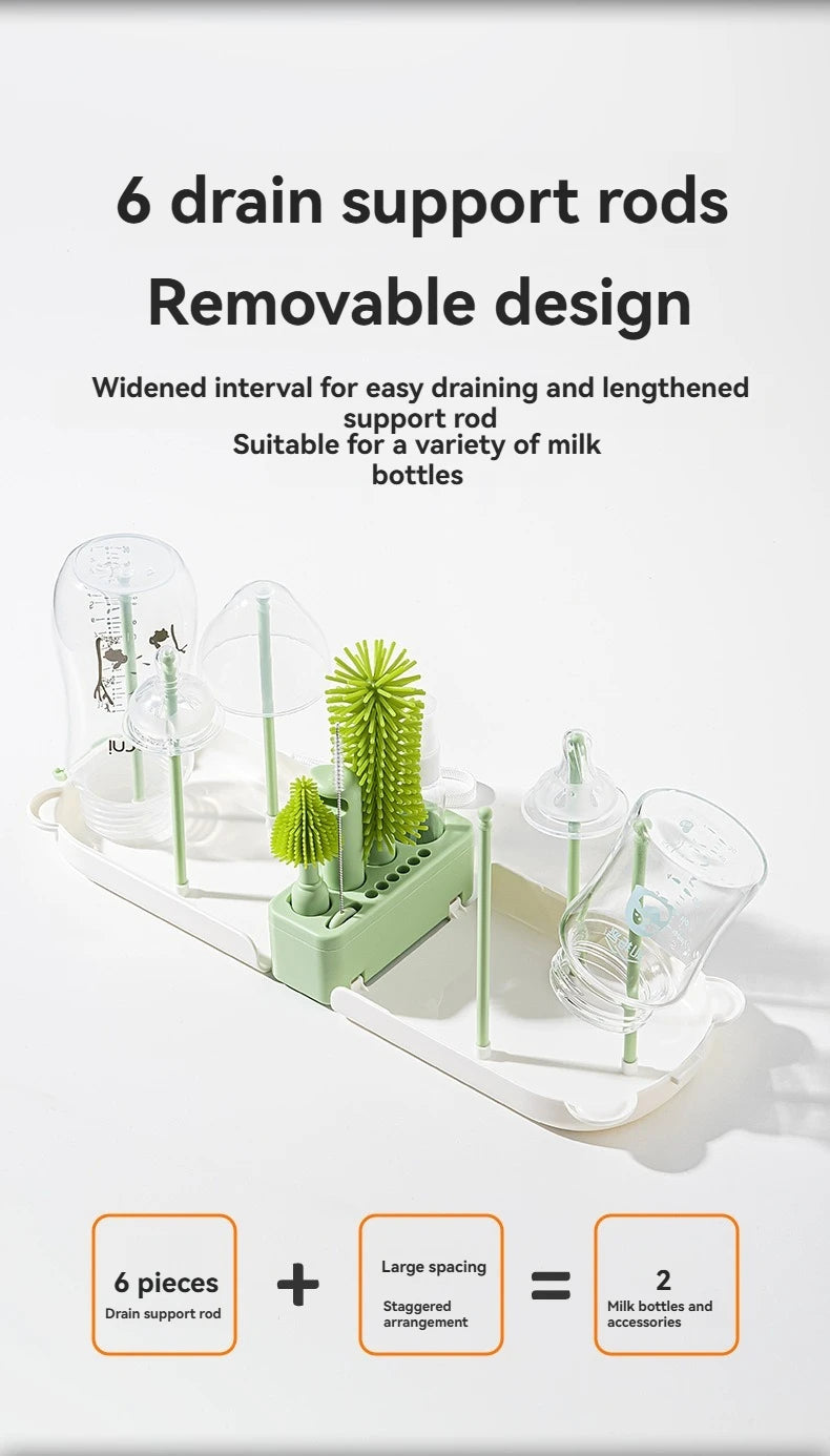 Travel Baby Bottle Brush Set - Newborn Safe Silicone Cleaning Brushes with Storage Box for Bottles, Nipples & Accessories