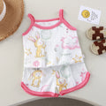 Conjuntos de ropa de verano para niñas, nuevo top sin mangas para bebés, pantalones cortos, traje de 2 piezas, conjunto de ropa con cuello cuadrado para niñas, ropa de algodón para niños