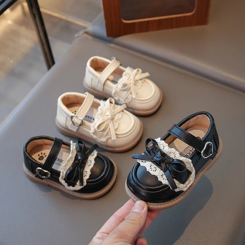 Elegant Baby Shoes Spring Autumn Girls Princess Walking Shoes Fashion Versatile Children's Leather Shoes Kids Flats Breathable