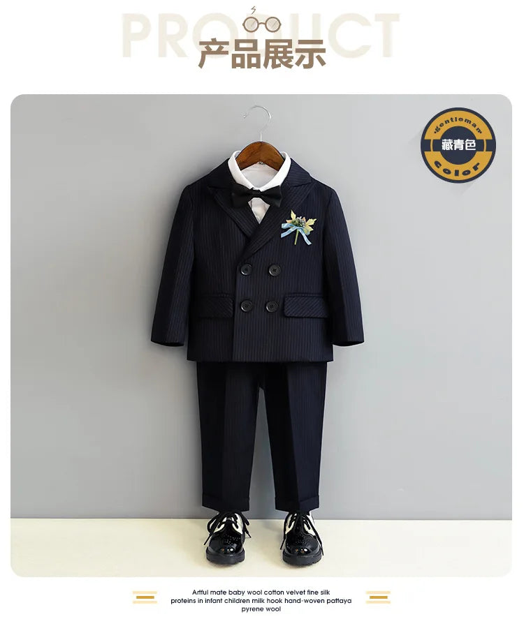 Kinder Schwarzer Klavieranzug Kinder Hochzeit Party Foto Anzug Blumenjungen Smoking Kleid Neugeborenes Baby 1 Jahr Geburtstag Kostüm