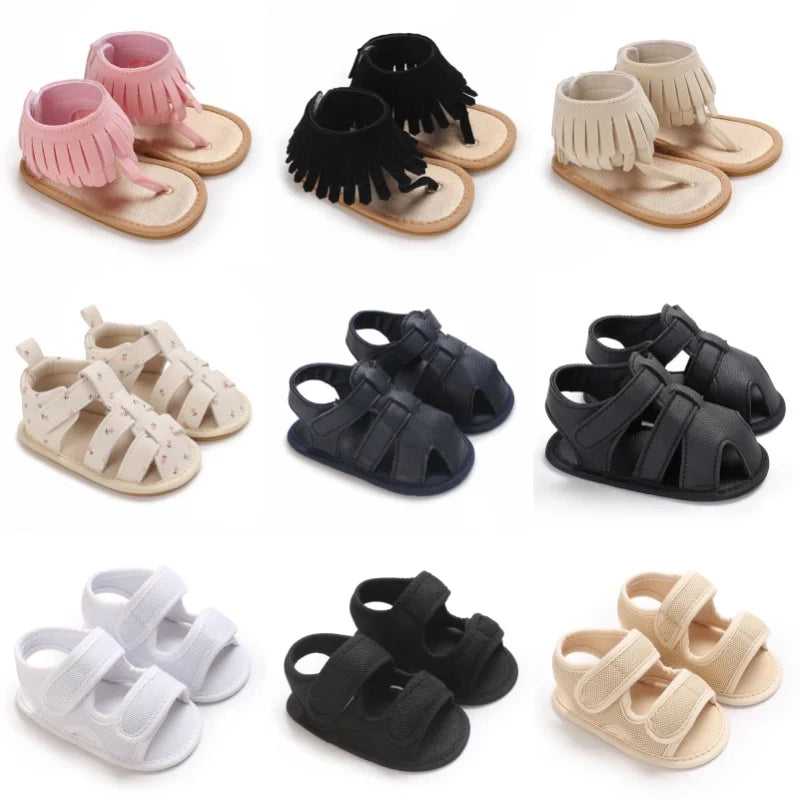 0-18M Baby Walking Sandals - Breathable Anti-Slip Soft Sole Shoes for Newborn Boys & Girls, Summer Infant First Walkers