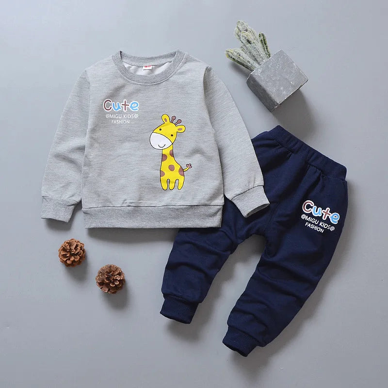 Conjunto de ropa para bebés y niñas pequeñas, primavera, otoño, pana, dibujos animados, conjuntos de ropa para niños, chaquetas con capucha y pantalones, traje para niños de 0 a 5 años
