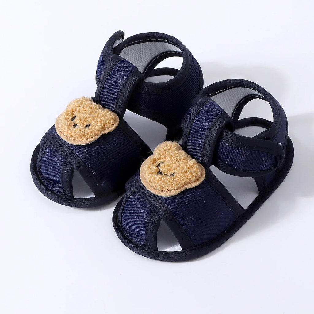 Summer New Toddler Sandals Cute Cartoon Bear Newborn Prewalker Cotton Sandal Soft Baby Girl Non-slip Sole Infant First Walkers