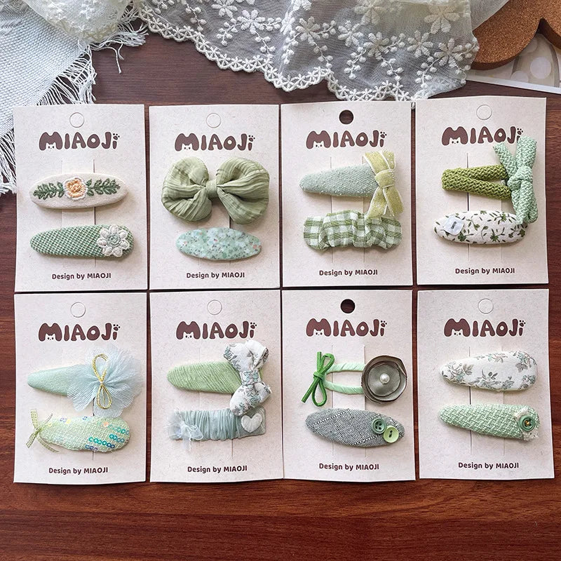 2 Stück Baby-Haarspange Mädchen Süße Schleife Haarschmuck Kinder Haarklammern Kleinkind Prinzessin Kopfbedeckung Vintage Säugling Milchgrüne Haarspangen