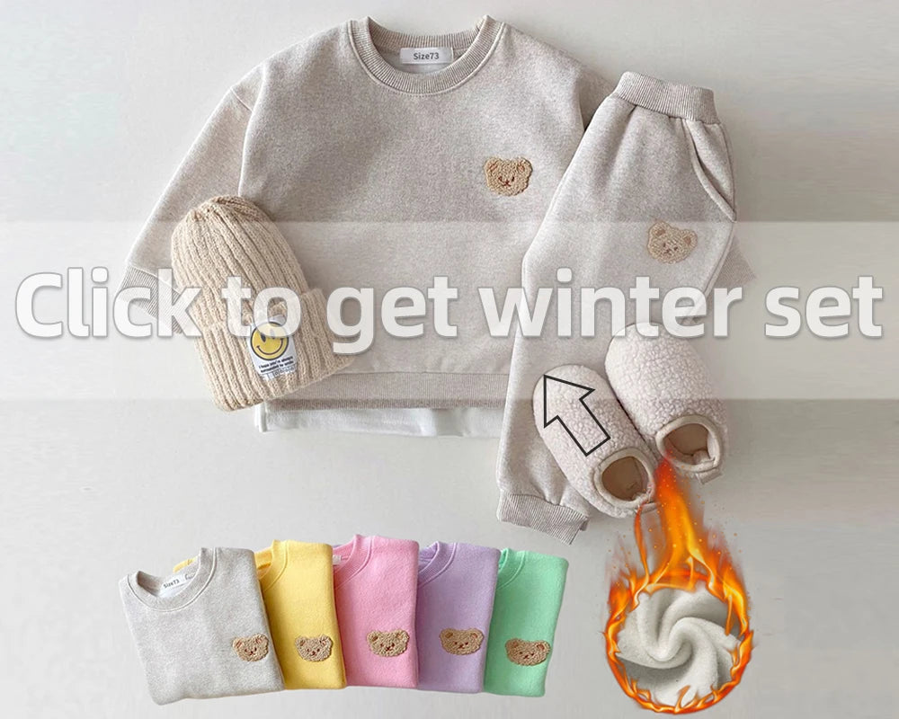 Conjuntos de ropa de otoño para bebés niños y niñas, conjunto de ropa para bebés, sudadera deportiva con oso y pantalones, 2 piezas, trajes