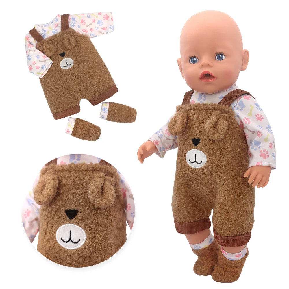 Baby Born Doll Outfits For 13-18 Inch Newborn Doll Cute Jumpers Rompers Suit+Shoes Doll Accessories Festival Birthday Gift