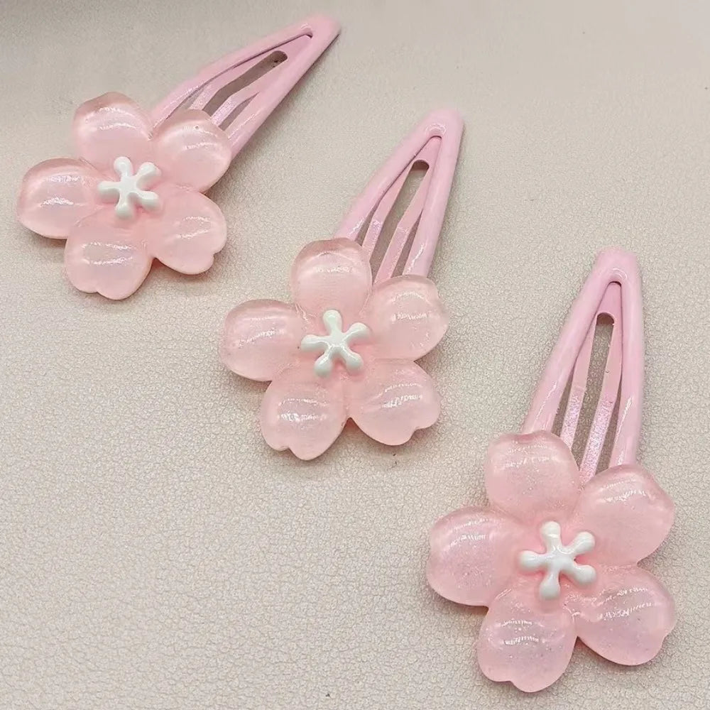 2Pcs/lot Pink Sakura Bobby Pins Hairpin Side Hair Clip Girl Women Cute Creamy Pink Flower Headwear Sweet Hairpins Ornament Gifts