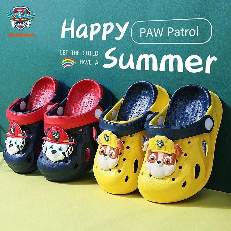 Zuecos de Chase de La Patrulla Canina | Adorable perro 3D + decoración de naturaleza | Correa ajustable | Pantuflas transpirables de EVA para niños pequeños