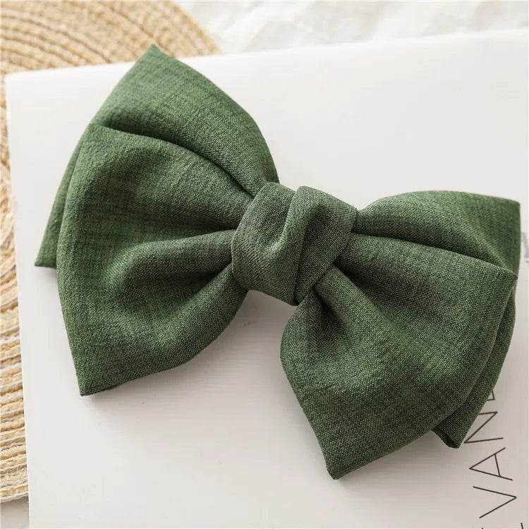 Children Bow Hair Clips Baby Girls Sweet Princess Hairpin Solid Color Spring Hairpin Fabric Barrettes Kids Hair Accessories