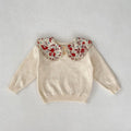 Autumn clothing for infants, young children, girls, babies, sweet big lace collars, knitted pullovers, tops, basecoats
