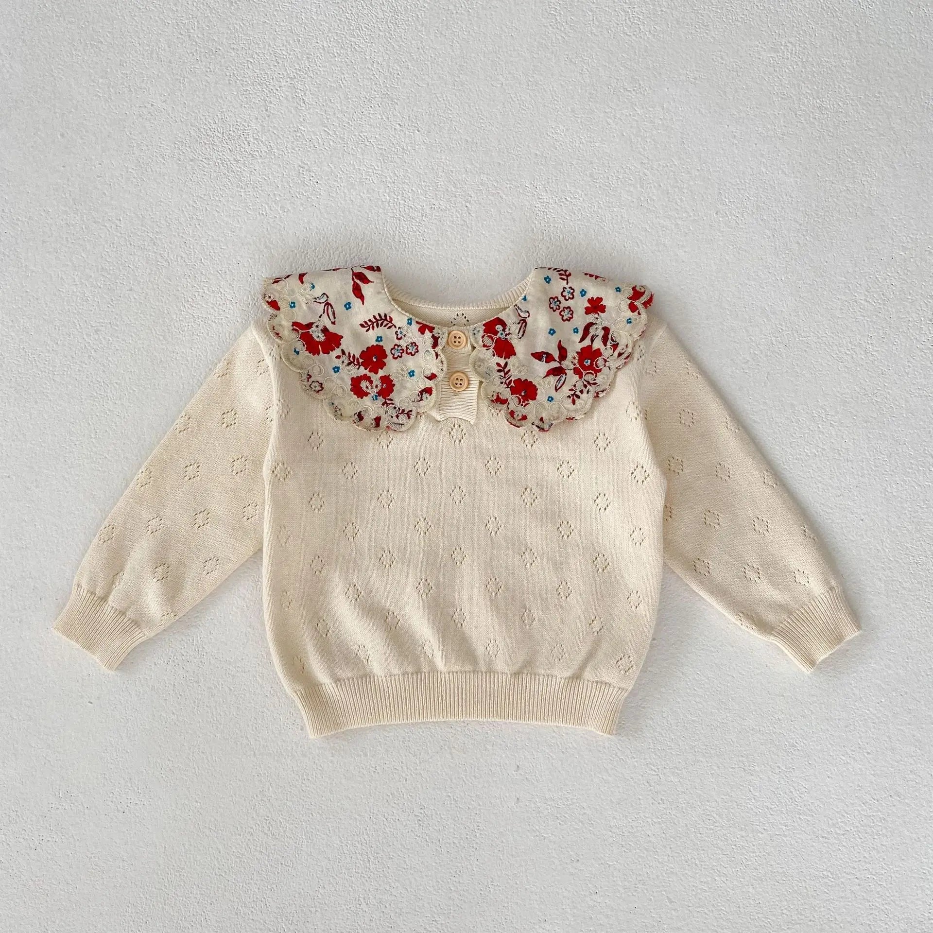Autumn clothing for infants, young children, girls, babies, sweet big lace collars, knitted pullovers, tops, basecoats