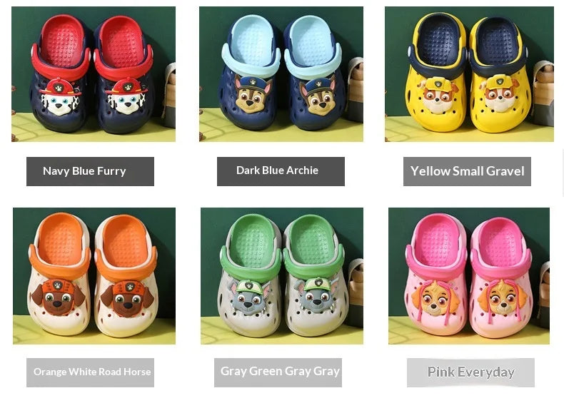 Zuecos de Chase de La Patrulla Canina | Adorable perro 3D + decoración de naturaleza | Correa ajustable | Pantuflas transpirables de EVA para niños pequeños
