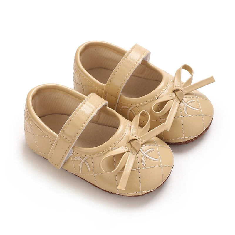 0-18M Baby Girl Leather Shoes New Spring And Autumn Bow Princess Shoes Baby Soft Sole Single Shoes Baby Walking Shoes