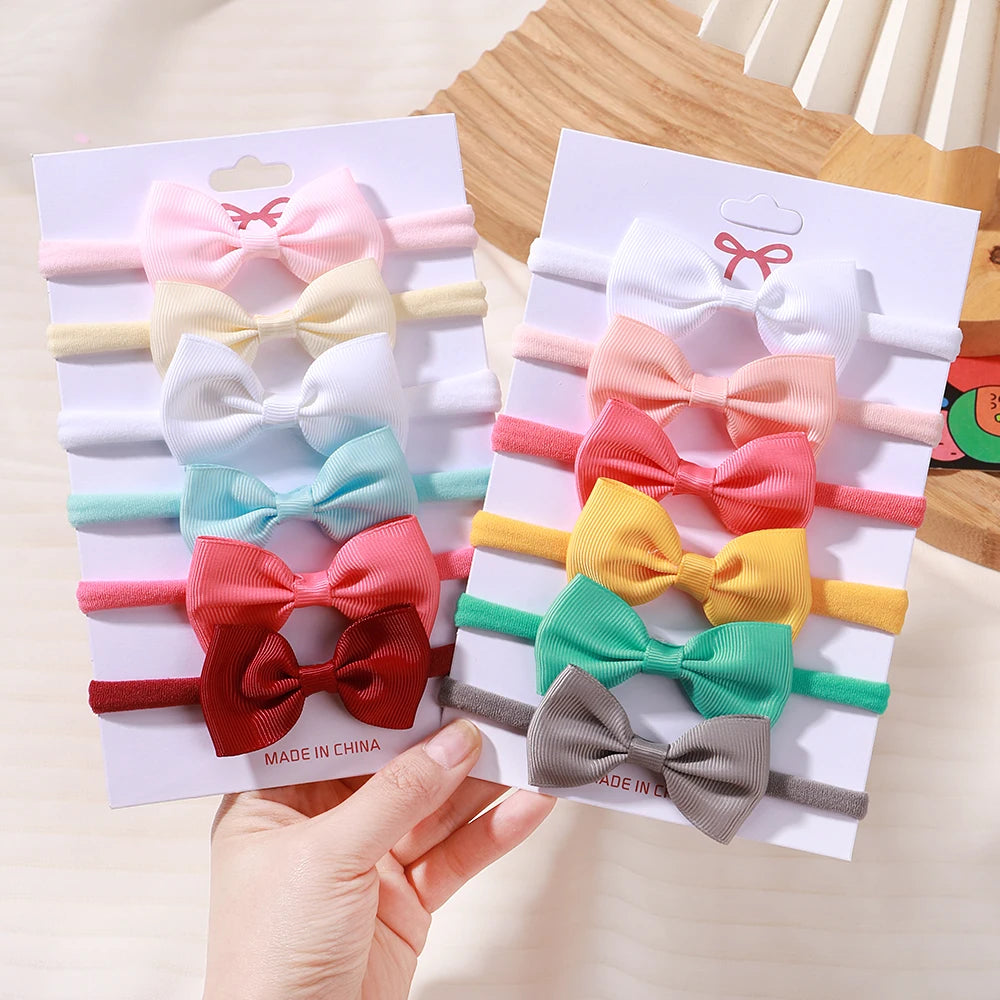 5Pcs/Set Elastic Baby Headband Solid Corduroy Ribbon Bow Headscarf Hairband Newborn Cute Knitted Headband Babe Hair Accessories