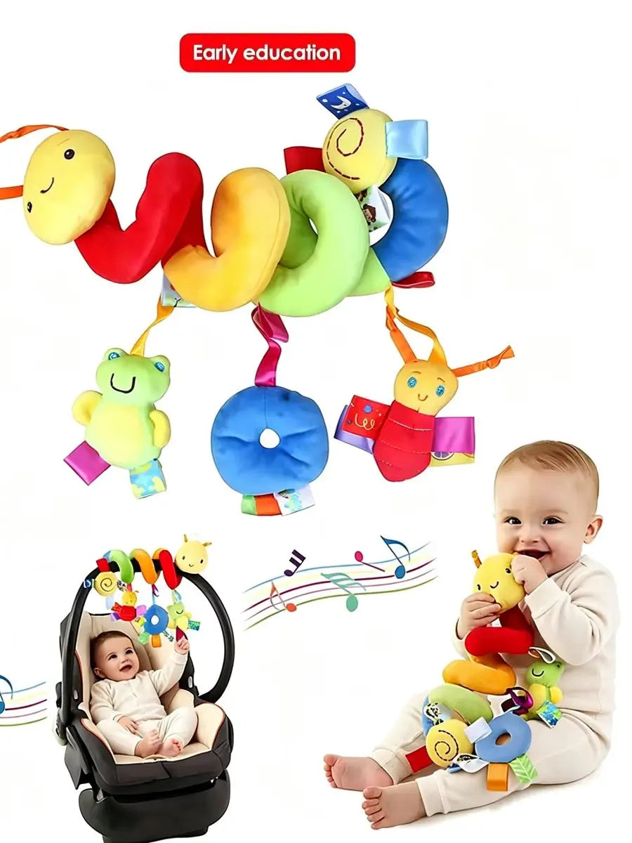 Colorful Label Bed for Infant 0-12 Months, Hanging Baby Comfort Toys Around the Bed, Safety Seat Comfort Toys with BB Squeaker