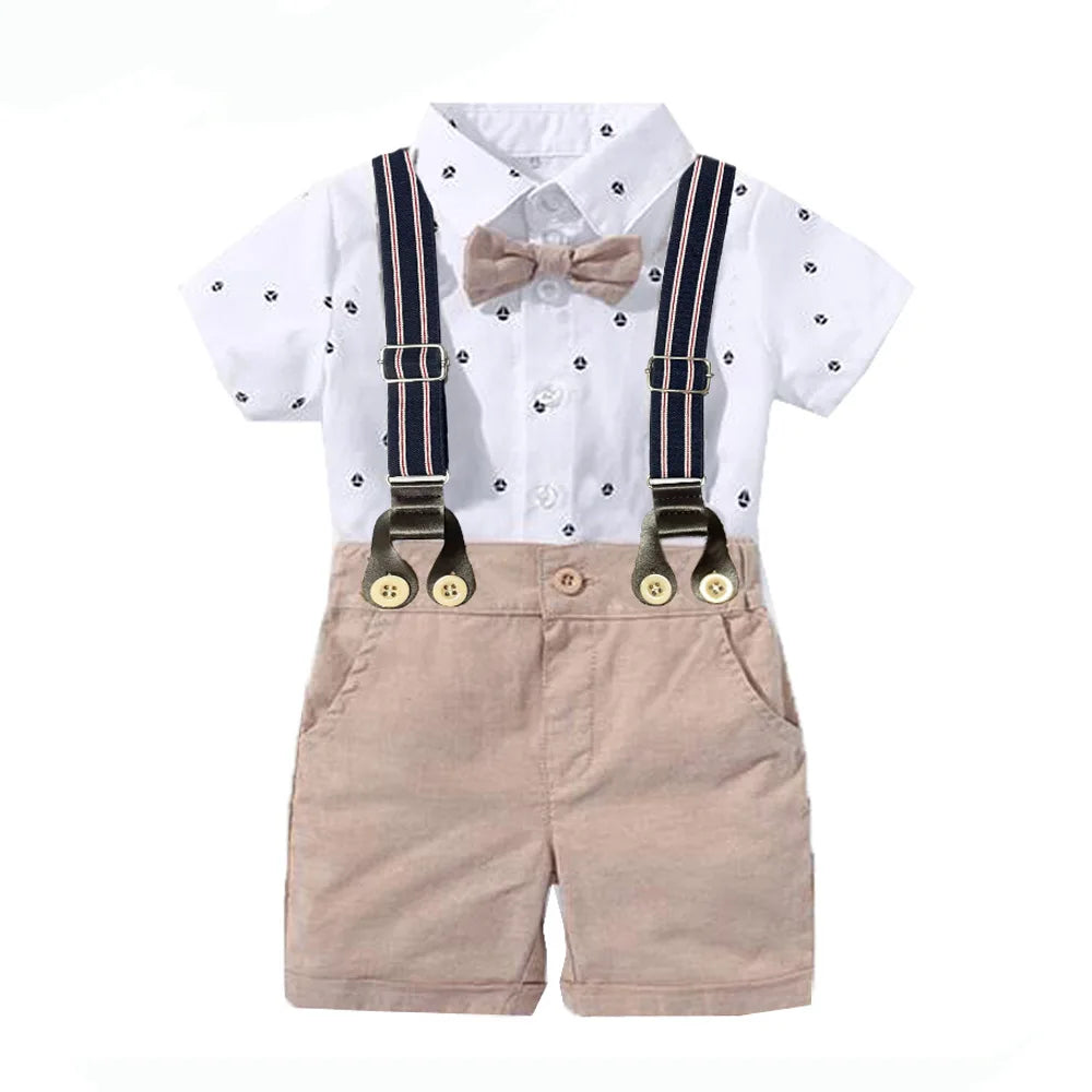Baby Jungen Kleidung Anzug Gentleman Hübscher Strampler Schleifen-Set Geburtstag Festgeschenk Overall Hut Kleinkind Jungen Hochzeitsoutfit Kleid